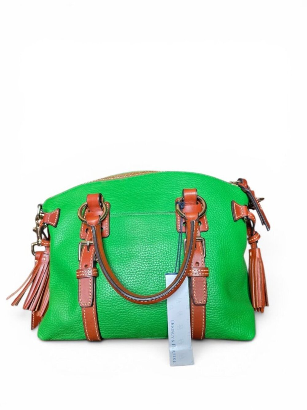 NWT Dooney & Bourke Bristol Satchel Kelly Green Pebble Leather Tassel Purse - Picture 13 of 16
